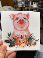 Load image into Gallery viewer, Sticker PIG Various Pigs with flowers and feathers Choose your piggy
