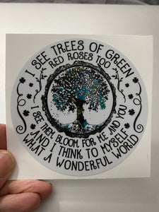 Sticker | 36K | Trees of Green | Waterproof Vinyl Sticker | White | Clear | Permanent | Removable | Window Cling | Glitter | Holographic