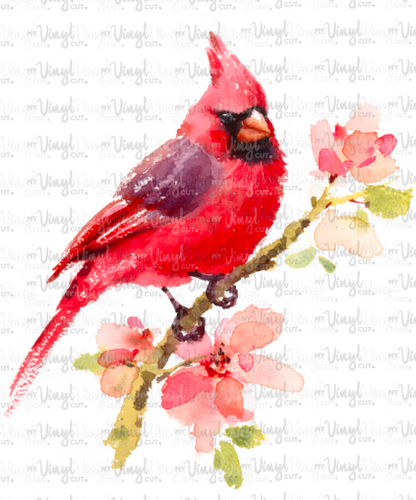 Waterslide Decal Watercolor Red Cardinal Bird