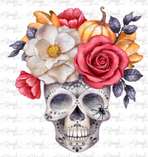 Load image into Gallery viewer, Waterslide Decal Halloween Skull with Flowers