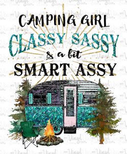 Sublimation Transfer 17K Camping Girl Classy Sassy Turquoise