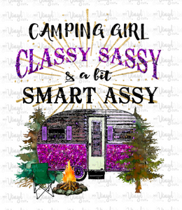 Waterslide Decal 17J Camping Girl Classy Sassy Purple