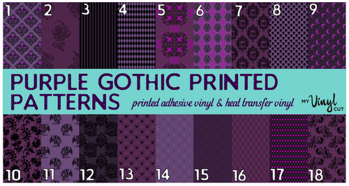 Printed Adhesive Vinyl PURPLE GOTHIC Pattern Vinyl 12 x 12 inch sheets