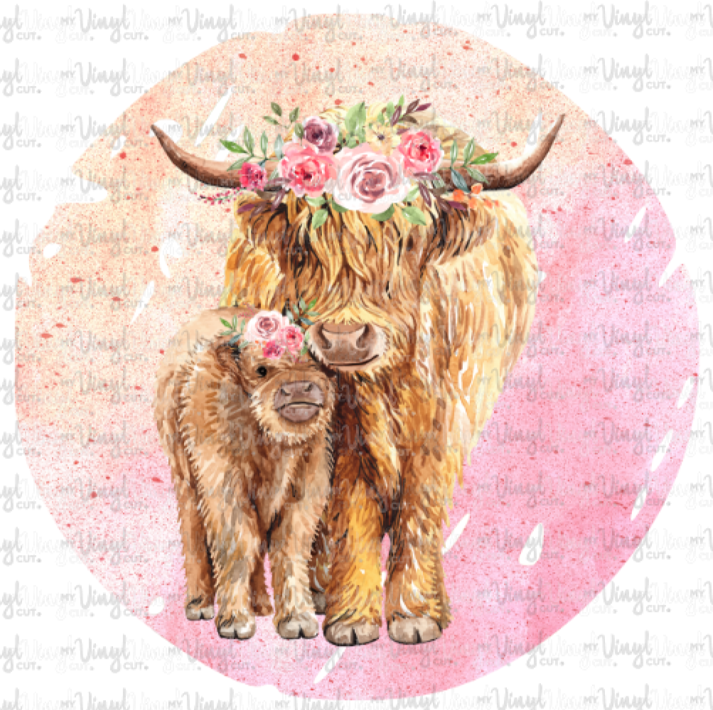 Sublimation Transfer 24M Highland Cow with Calf