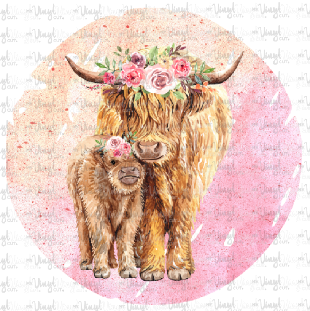 Waterslide Decal 24M Highland Cow with Calf