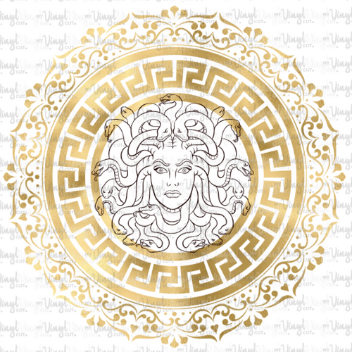 Sublimation Transfer Medusa Gold Greek Key Circle Frame