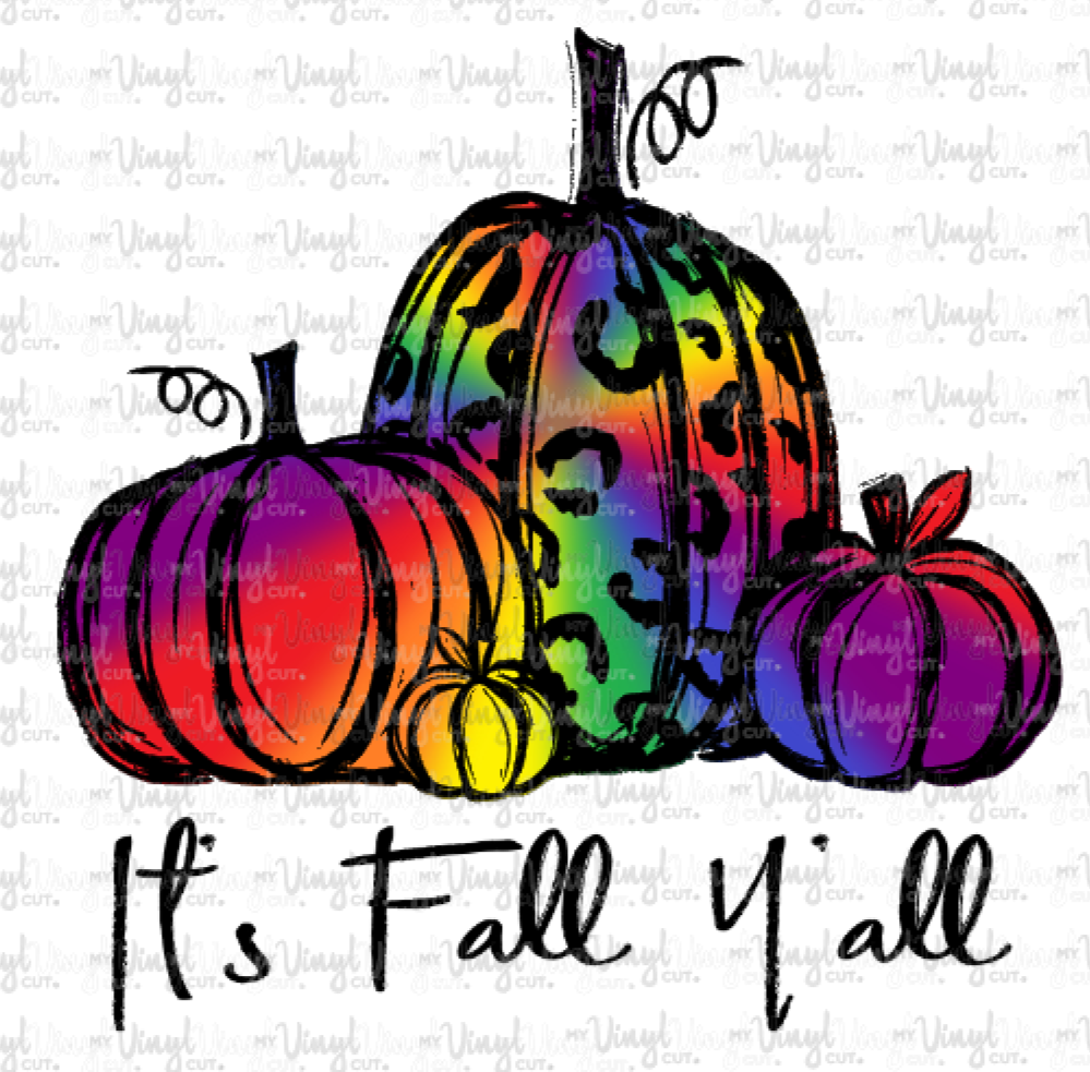 Waterslide Decal Tie Dye Pumpkins It's Fall Y'all