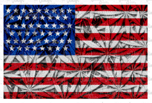 Waterslide Decal American Flag Marijuana Hemp