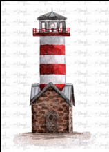 Load image into Gallery viewer, Waterslide Decal White Red Lighthouse