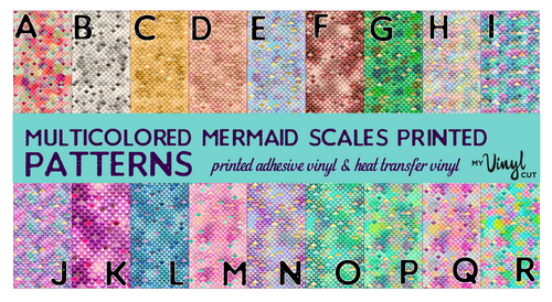 Printed HTV MULTICOLOR MERMAID SCALES Pattern 12 x 12 inch sheets