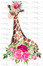 Load image into Gallery viewer, Waterslide Decal Giraffe with Hot Pink Flowers