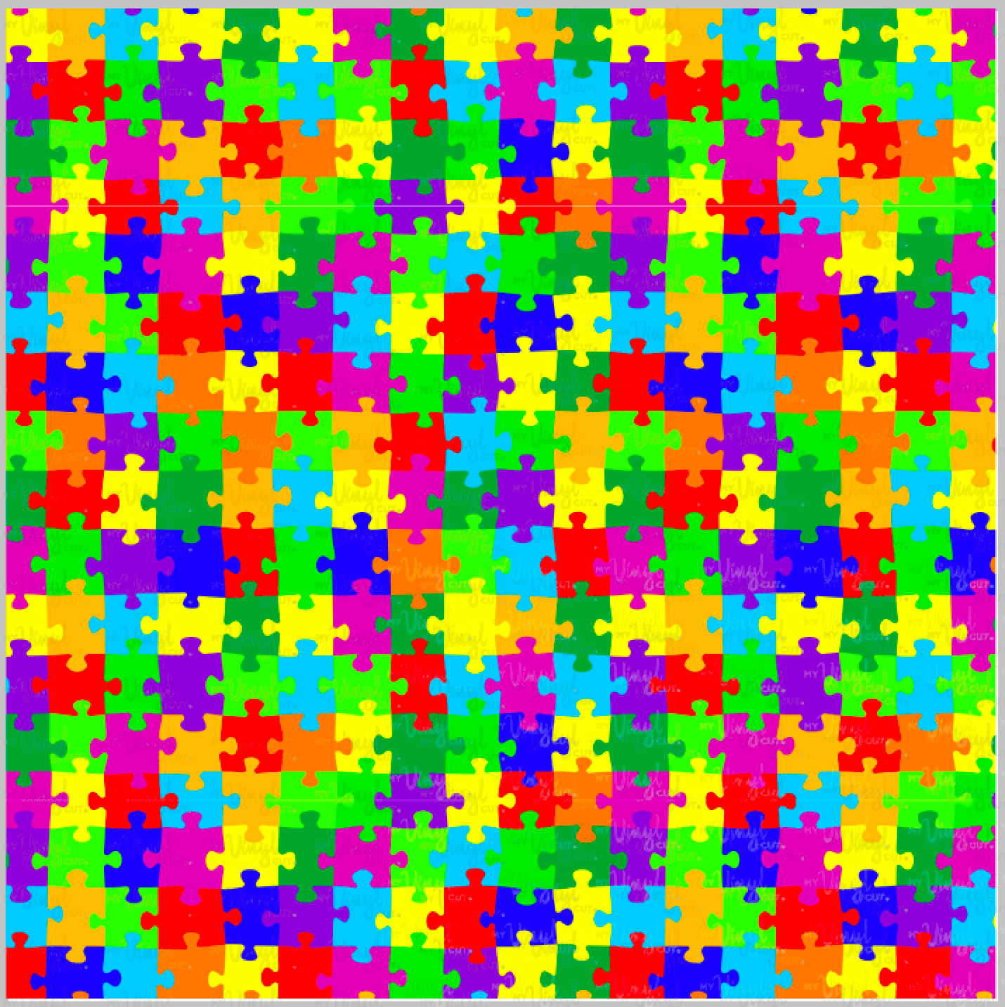 Rainbow Puzzle Pieces Pattern HTV