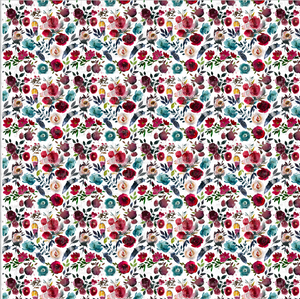 Printed Adhesive Vinyl Feathers and Flowers Pattern 12 x 12 inch sheet