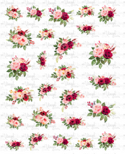 Load image into Gallery viewer, Waterslide Sheet Red and Pink Roses 8 x 10 inch