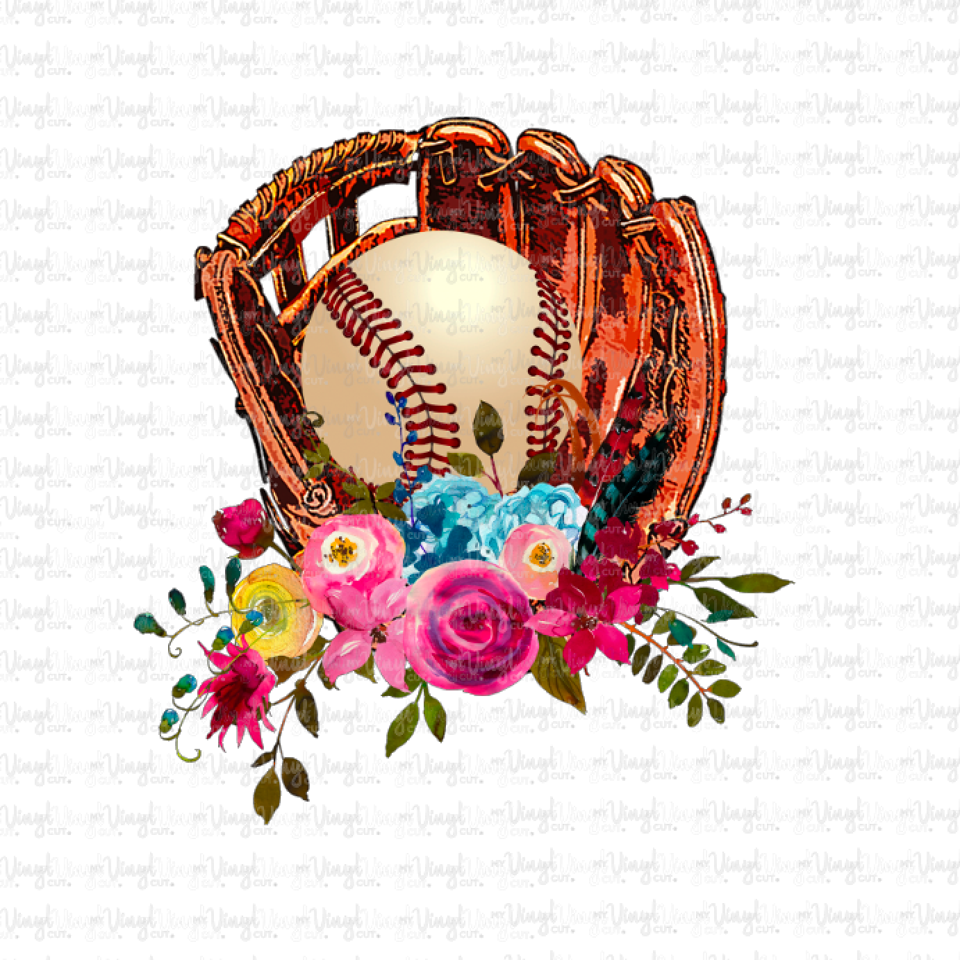 Sublimation Transfer Baseball Mom Glove with Flowers – MY VINYL CUT, image size:1382x1382
