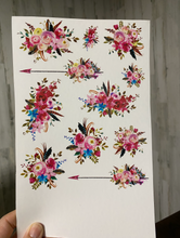 Load image into Gallery viewer, Waterslide Sheet of Decals HOT PINK FLOWERS