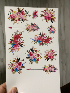 Waterslide Sheet of Decals HOT PINK FLOWERS