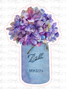 Sticker 37D Purple Flowers in a Mason Jar