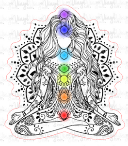 Waterslide Decal Yoga Girl Chakras Lotus Pose w/Mandala