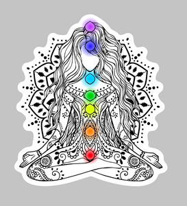 Waterslide Decal Yoga Girl Chakras Lotus Pose w/Mandala