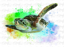 Load image into Gallery viewer, Waterslide Decal Sea Turtle with Watercolor Splash