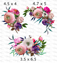 Load image into Gallery viewer, Waterslide Decal Multi Color Flower Arrangements