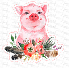 Load image into Gallery viewer, Sticker PIG Various Pigs with flowers and feathers Choose your piggy