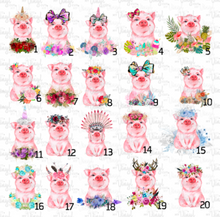 Load image into Gallery viewer, Sticker PIG Various Pigs with flowers and feathers Choose your piggy