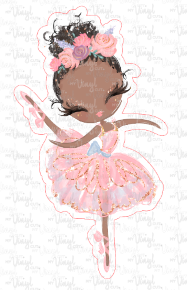 Sticker 2M Ballerina Pink Dress with Dark Skin