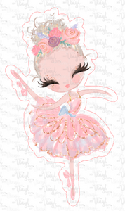 Sticker 2L Ballerina Pink Dress with Yellow Hair