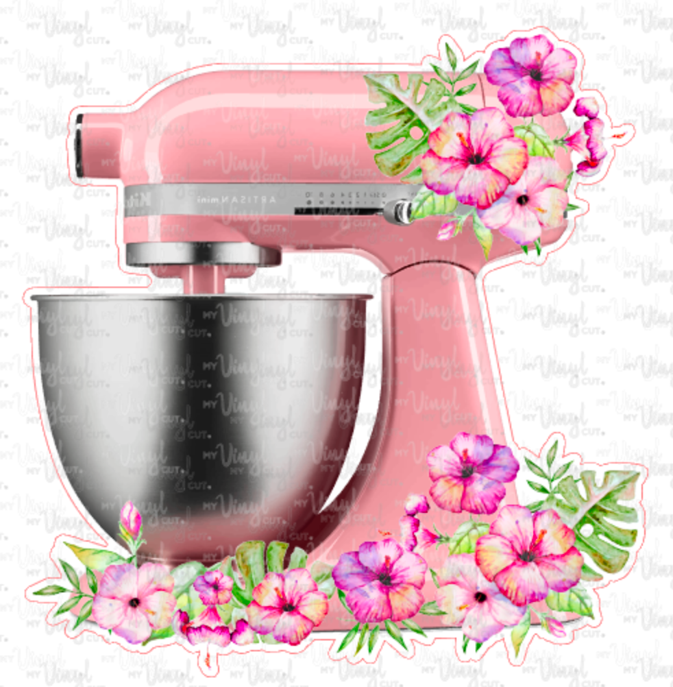 Sticker K4 Pink Kitchen Mixer with Flowers