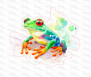 Sticker | 36E | Watercolor Frog | Waterproof Vinyl Sticker | White | Clear | Permanent | Removable | Window Cling | Glitter | Holographic