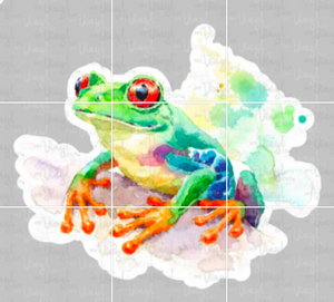 Sticker | 36E | Watercolor Frog | Waterproof Vinyl Sticker | White | Clear | Permanent | Removable | Window Cling | Glitter | Holographic