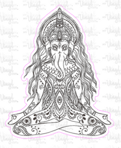 Sticker 4J Yoga Pose Zentangle Mandala Black and White