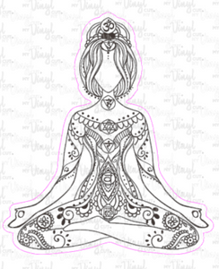 Sticker 5A Yoga Pose Zentangle Mandala Black and White