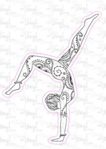 Sticker 5K Yoga Pose Zentangle Mandala Black and White