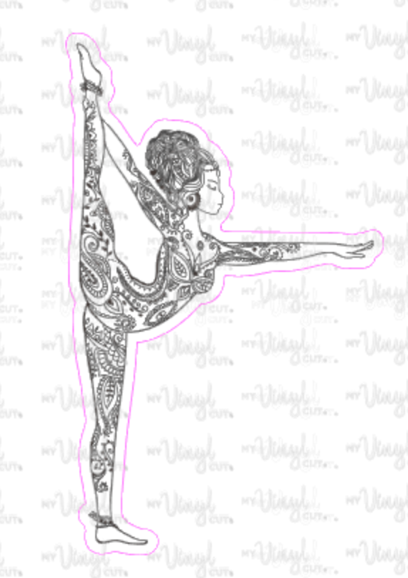 Sticker 4A Yoga Pose Zentangle Mandala Black and White