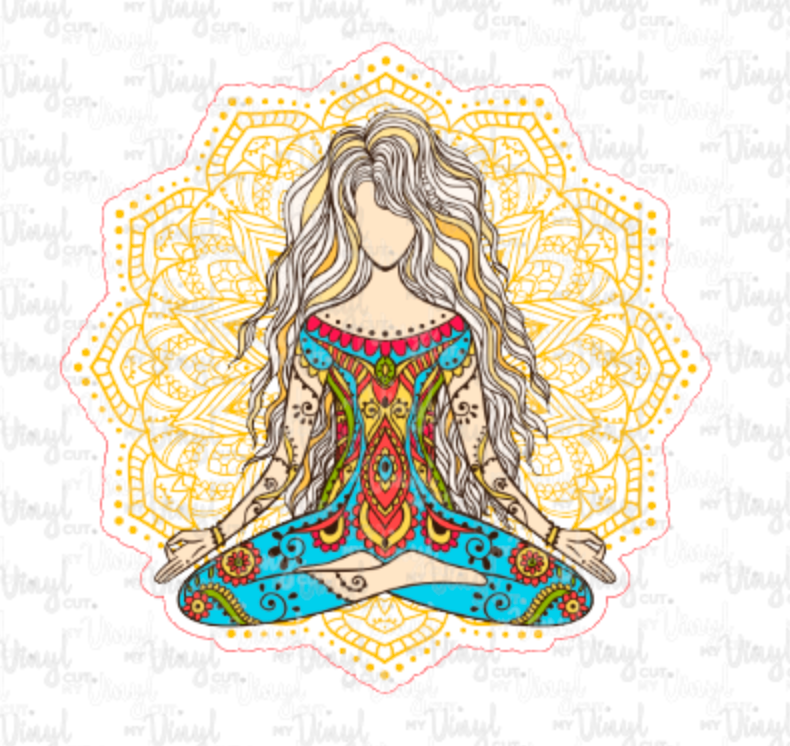 Sticker 7-I Yoga Pose Zentangle Mandala Colorful