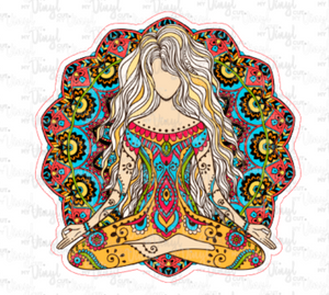 Sticker 7J Yoga Pose Zentangle Mandala Colorful
