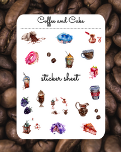 Sticker Sheet 2 Set of little planner stickers Coffee and Cakes