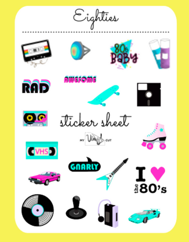 Sticker Sheet 42 Set of little planner stickers Eighties 80's