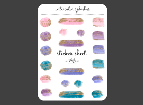 Sticker Sheet 17 Set of little planner stickers Watercolor Splashes