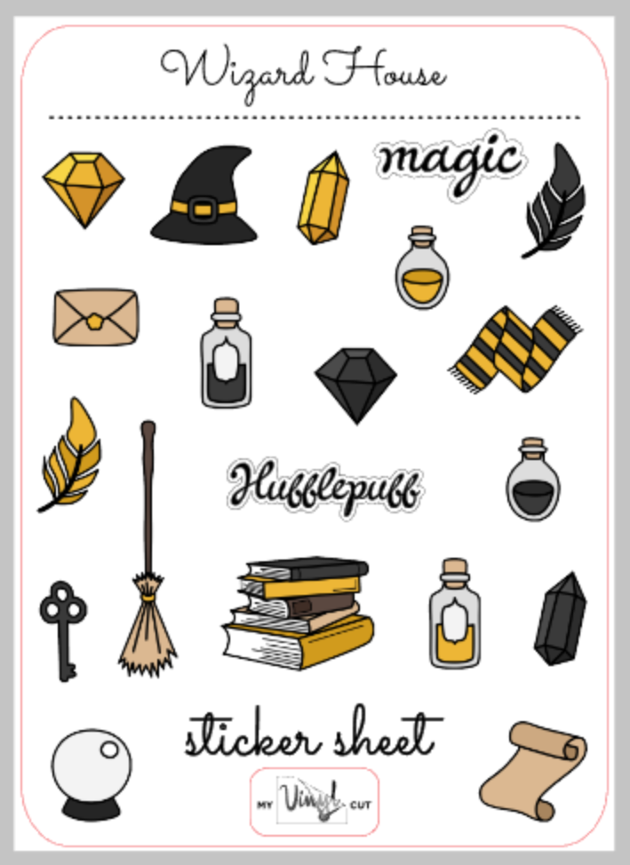 Sticker Sheet 27 Set of Planner Stickers Yellow Magic Wizard House