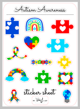 Load image into Gallery viewer, Sticker Sheet 33 Set of little planner stickers Autism Awareness