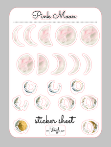 Sticker Sheet 32 Set of little planner stickers Pink Moon