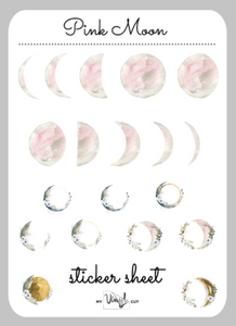 Sticker Sheet 32 Set of little planner stickers Pink Moon