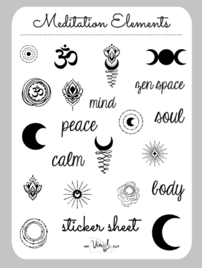 Sticker Sheet 31 Set of little planner stickers Meditation Elements