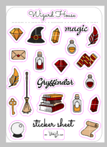 Sticker Sheet 28 Set of little planner stickers Red Magic Wizard House