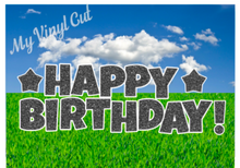 Load image into Gallery viewer, Yard Art 23.5 inch tall Fine Glitter Letters for your lawn Happy Birthday