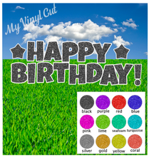 Load image into Gallery viewer, Yard Art 23.5 inch tall Fine Glitter Letters for your lawn Happy Birthday